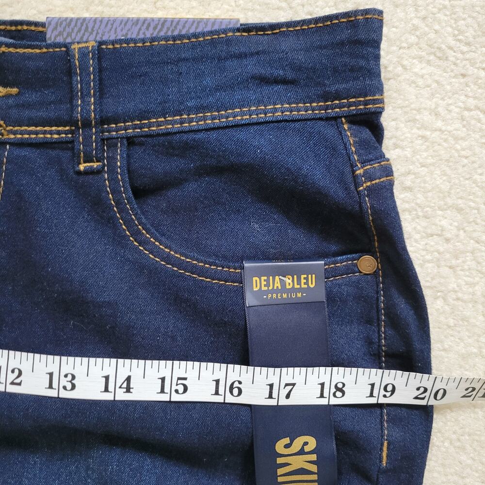 NWT Deja Bleu Premium Denim Skirt 12 Knee Straight Pencil Frayed Hem Vent - Picture 8 of 13